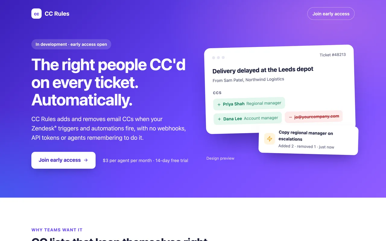 The CC Rules landing page